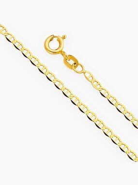 14K Gold Flat Mariner Chain Necklace 20 Inch | 1.4mm Italian Chain